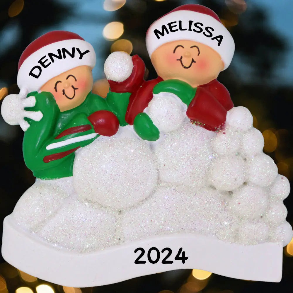 Snowball Fight: 8 People Christmas Ornament - Last Elf on the Left