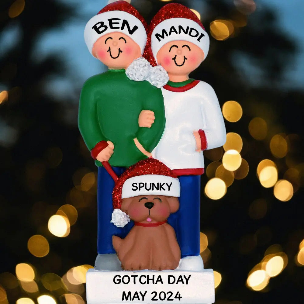 Family w/ Dog: 4 People Christmas Ornament - Last Elf on the Left