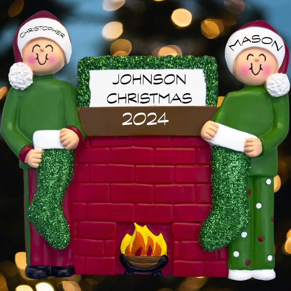 Stockings Family: 5 People Christmas Ornament - Last Elf on the Left