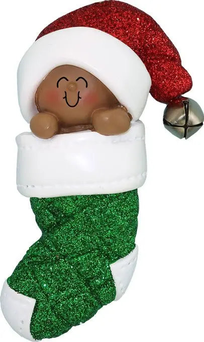 Baby in Christmas Stocking: African - American - Last Elf on the Left