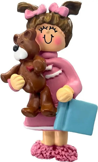 Child w/ Teddy: Female, Brown - Last Elf on the Left