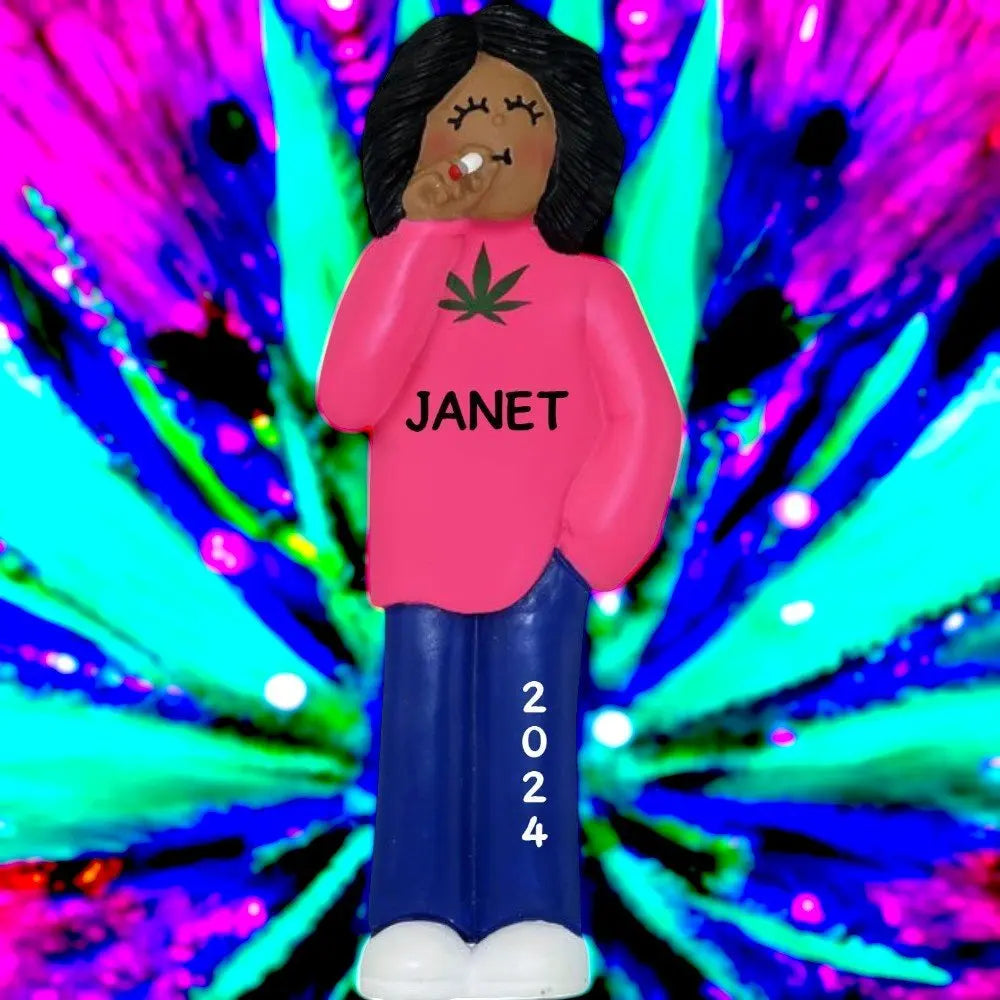 Smoking: Female, African - American Christmas Ornament - Last Elf on the Left