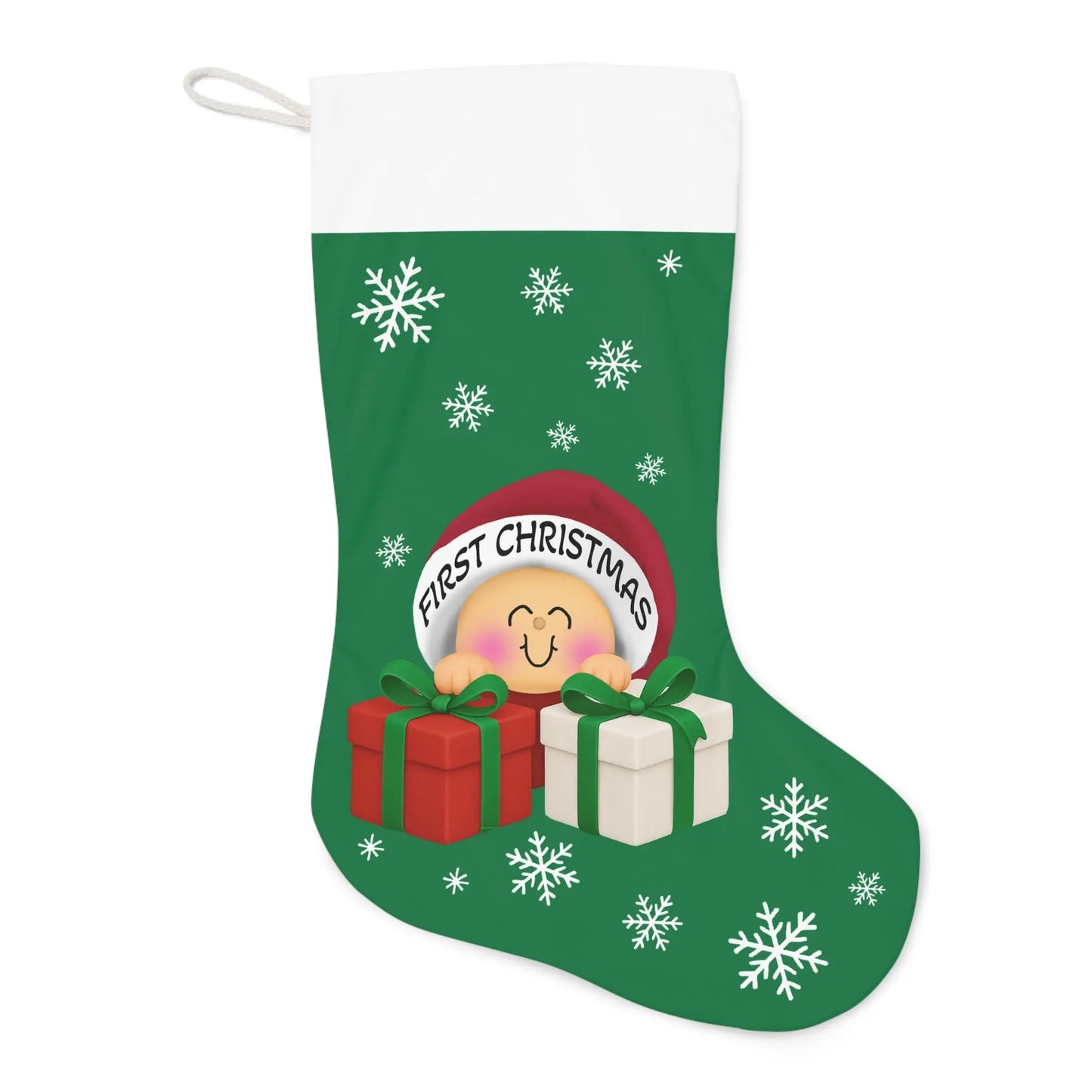 Personalized Christmas Stocking, First Christmas Gift, Holiday Décor, Kids' Santa Stocking, Festive Home Decoration Printify