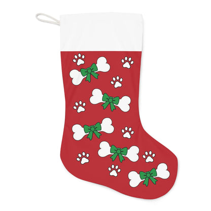 Pet Christmas Stocking, Dog Holiday Stocking for Pets, Personalized Santa Stockings, Holiday Decor for Pets, Festive Bone Pattern Stocking Printify