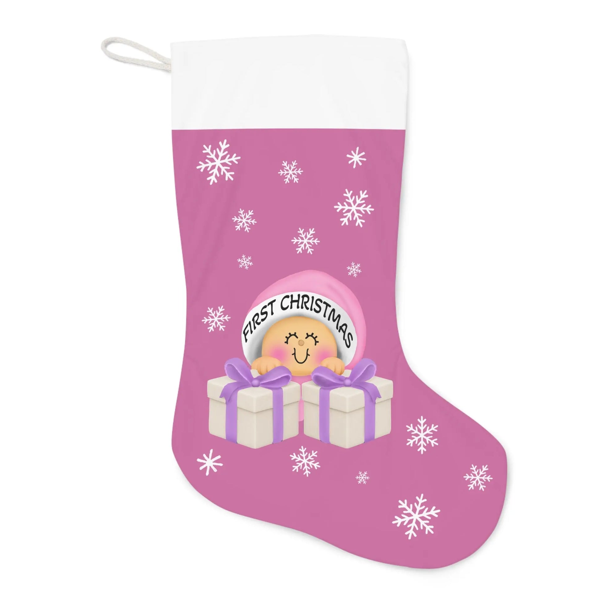 Personalized Baby Girl’s First Christmas Stocking Printify