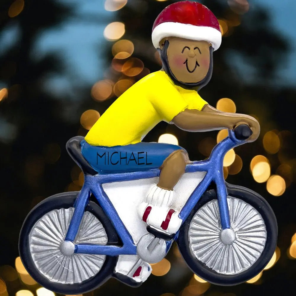 Bicycle Rider: Male, African-American - Custom Keepsake Ornaments for Your Trees