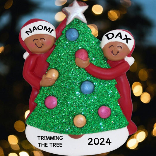 Family Decorating Tree: 2 People, African - American - Last Elf on the Left