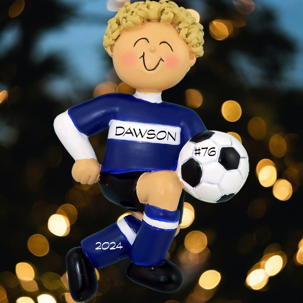 Soccer, Child: Blue Uniform, Male Blonde - Last Elf on the Left