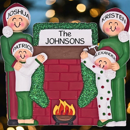 Stockings Family: 5 People Christmas Ornament - Last Elf on the Left